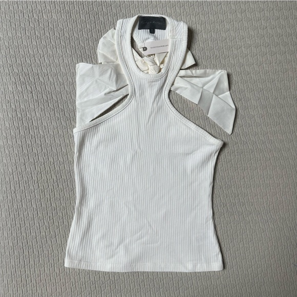 Anthropologie WHITE bow back halter top sz XS - Picture 3 of 5
